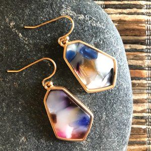 Multi Color Resin Dangle  Earrings